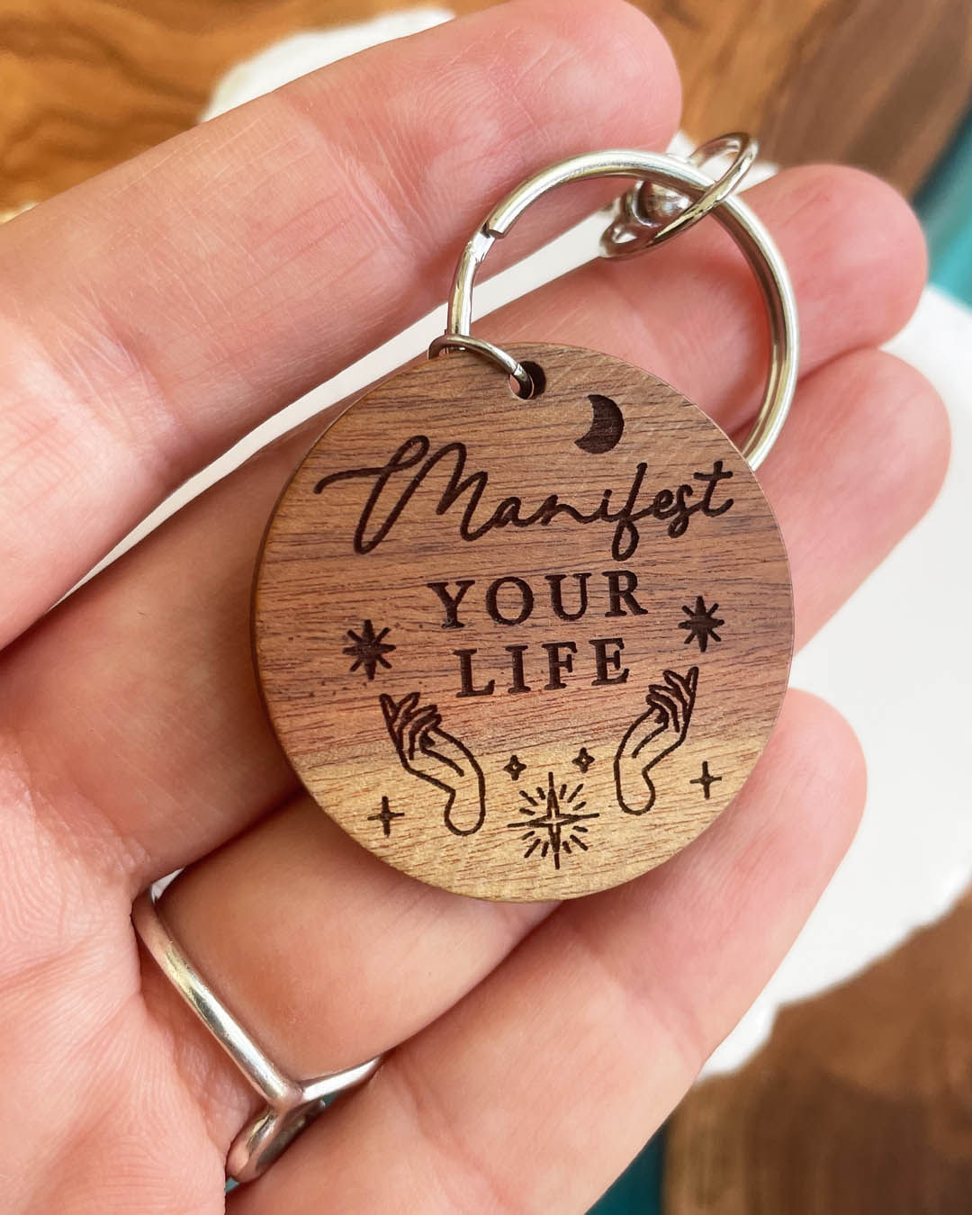 Manifest Your Life Silver Keychain