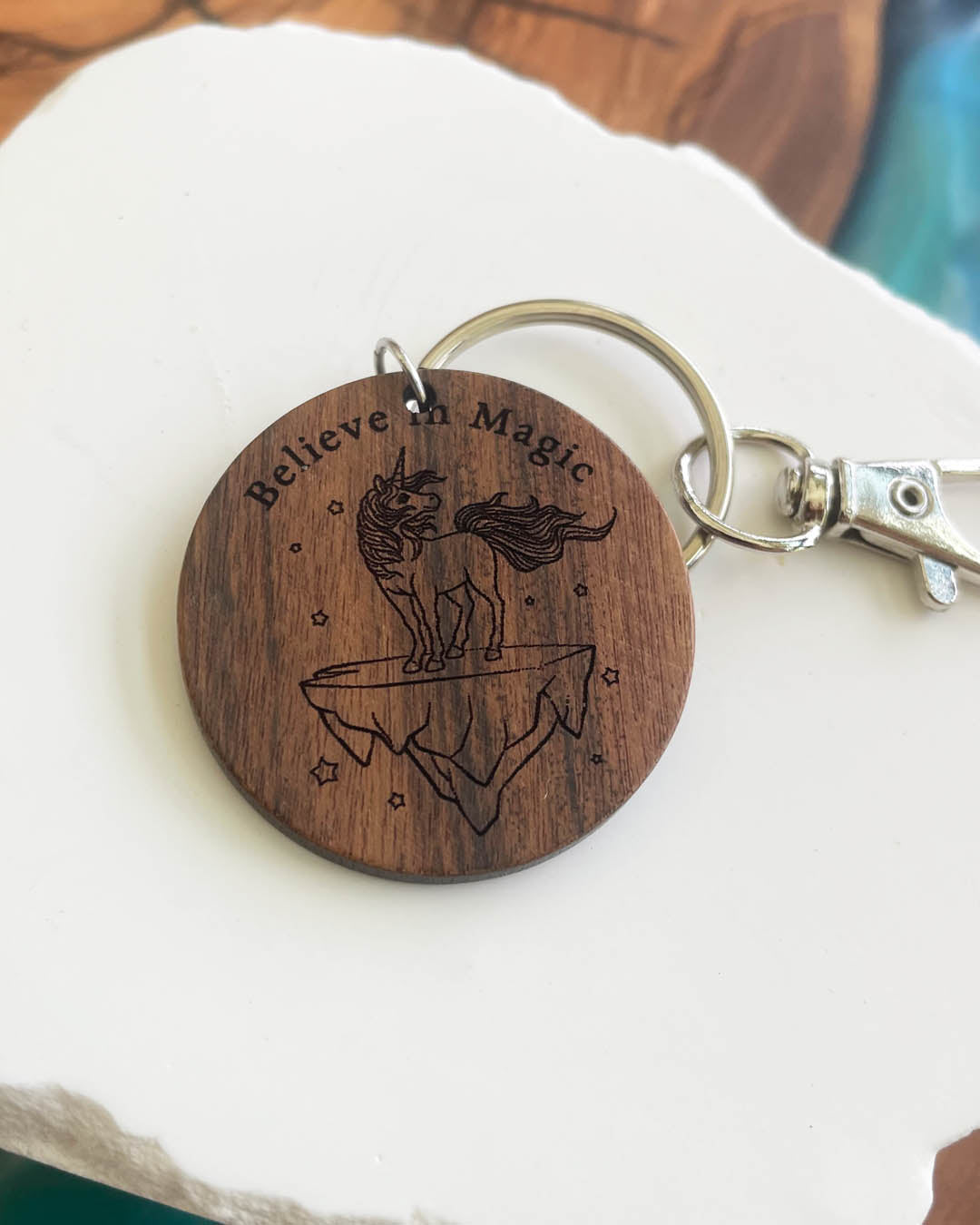 Believe In Magic - Unicorn Silver Keychain