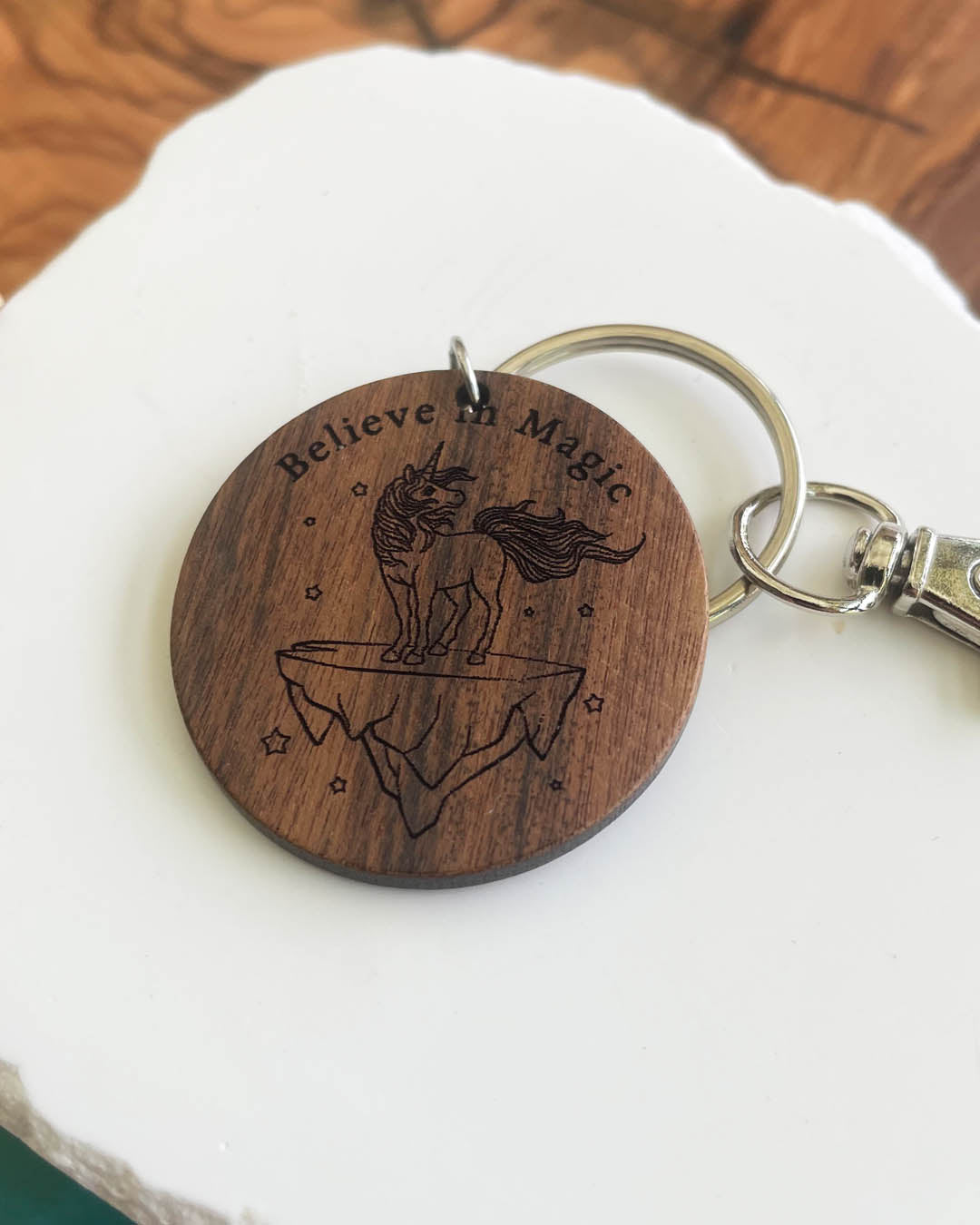 Believe In Magic - Unicorn Silver Keychain