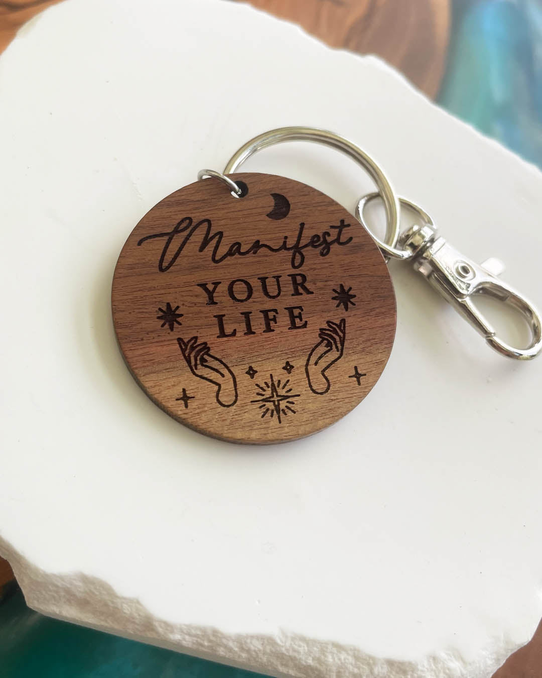 Manifest Your Life Silver Keychain
