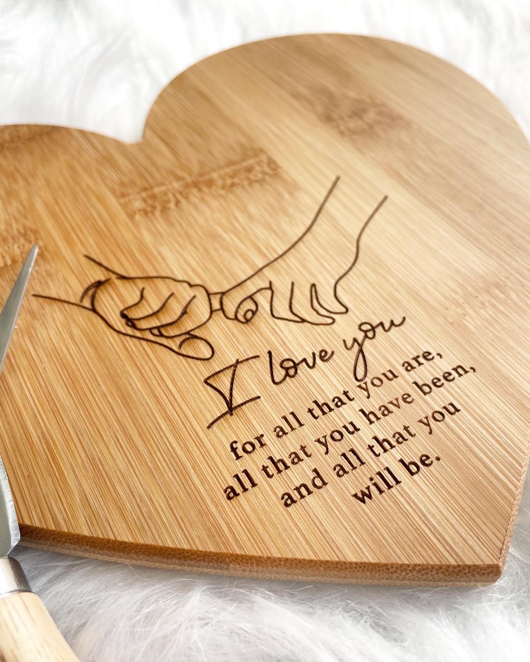 I love you Heart Shaped Cheese Board Knife Set