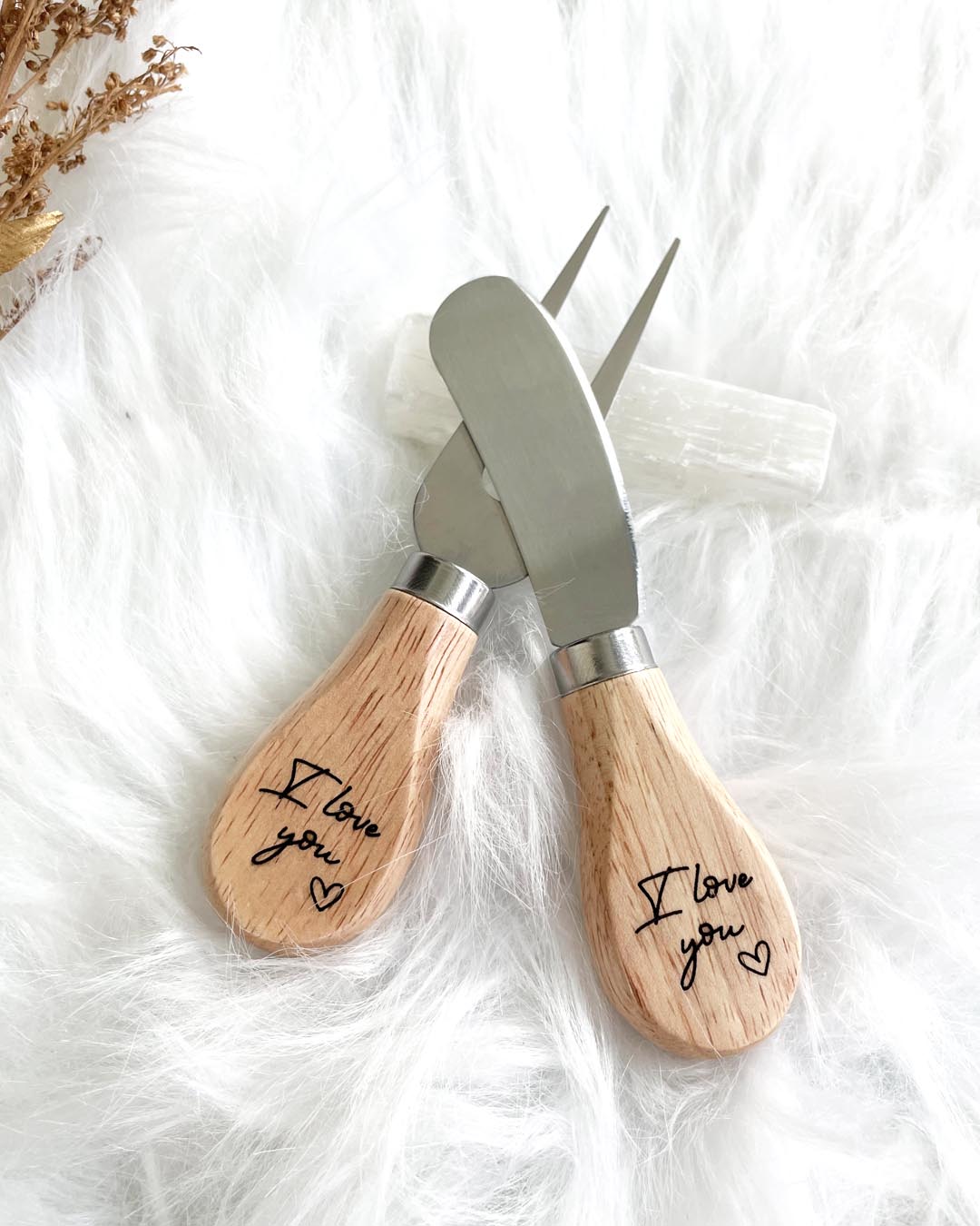 I love you Heart Shaped Cheese Board Knife Set