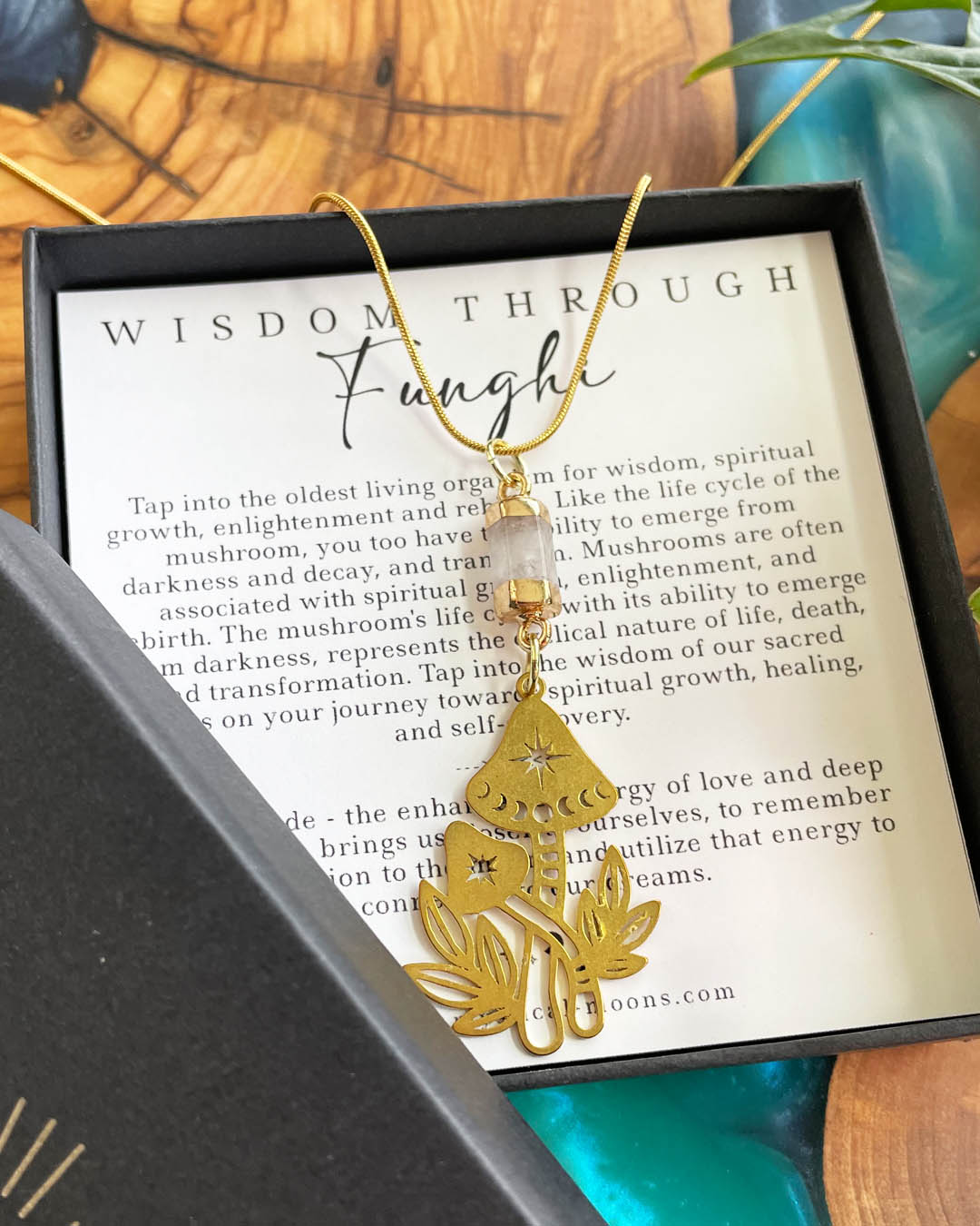 Wisdom Through Funghi - White Jade Necklace