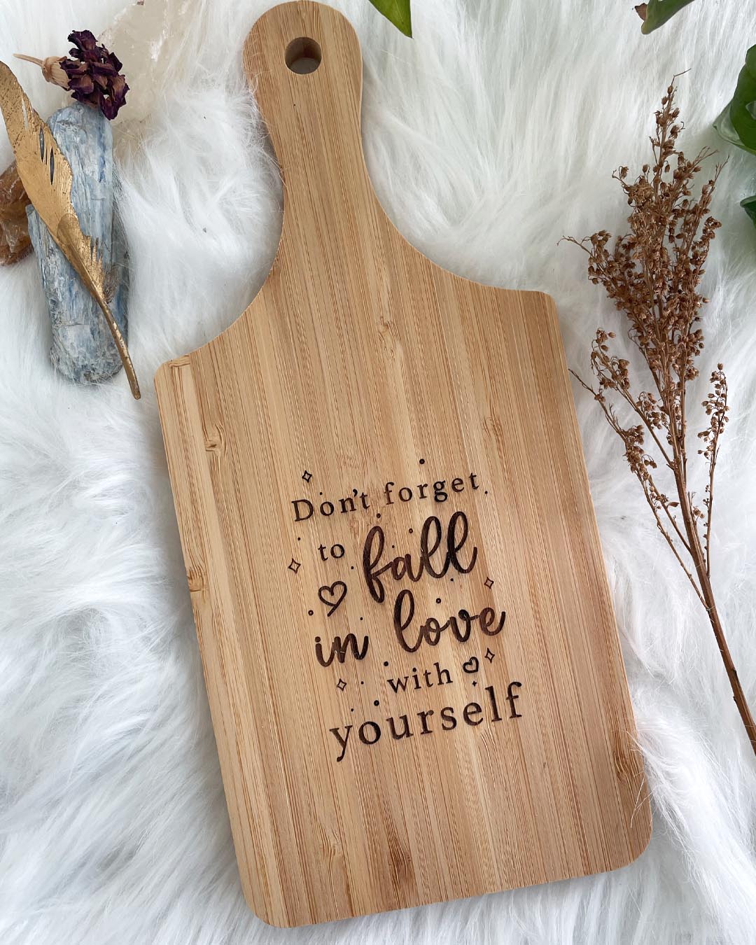 Self Love Charcuterie Bamboo Board w/Handle