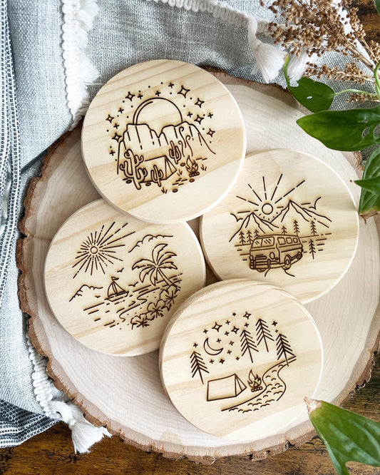 Go Where You Feel Most Alive Wood Coaster Set