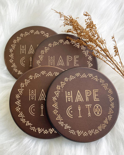 Hapecito Tribal Dark Wood Coaster Set (4)