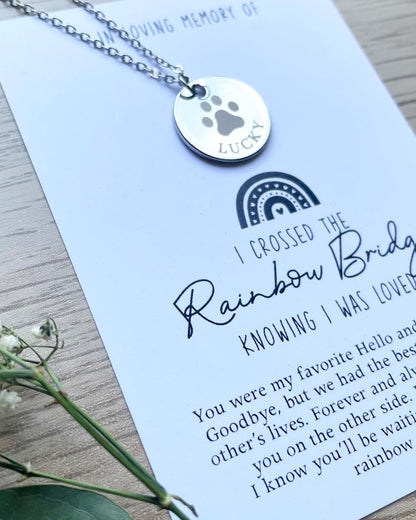 Personalized Pet Memorial PawPrint Necklace