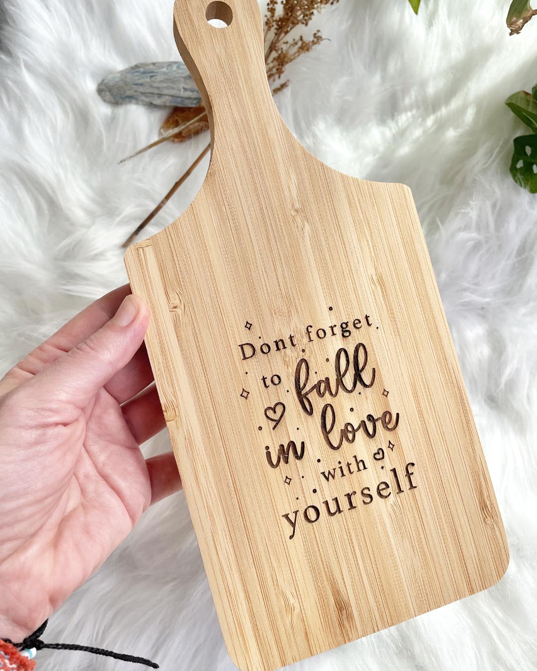 Self Love Charcuterie Bamboo Board w/Handle