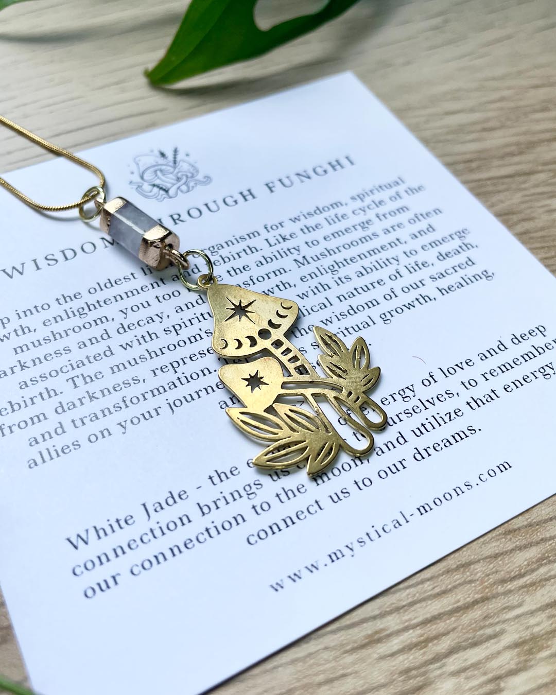 Wisdom Through Funghi - White Jade Necklace