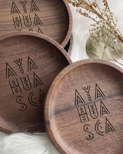 Ayahuasca Walnut Wood Coaster Set (4)