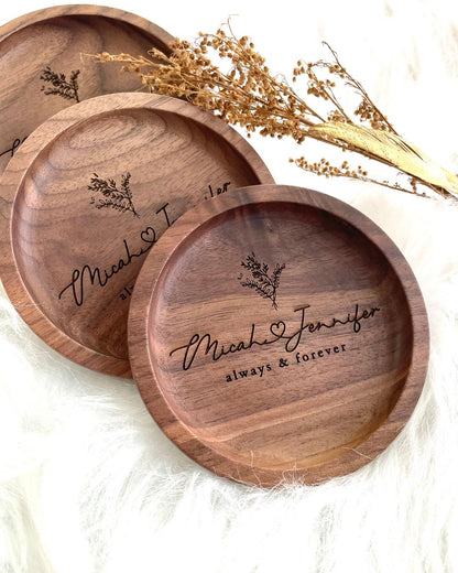 Custom Engraved Walnut Wood Coasters 4 Piece Set