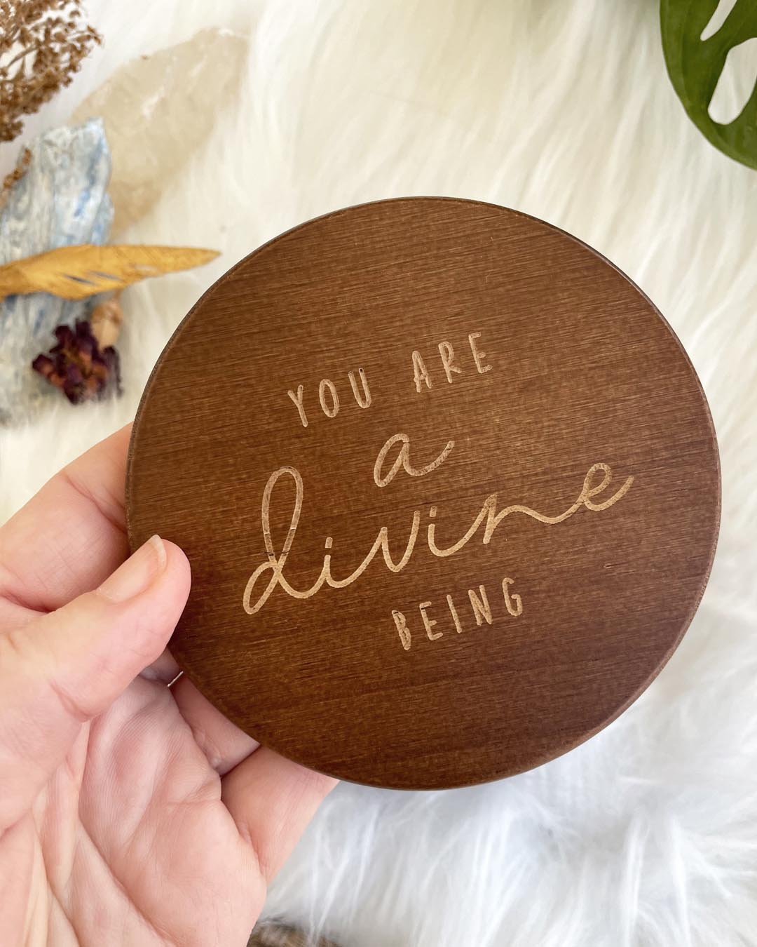 Healing Quotes Dark Wood Coaster Set