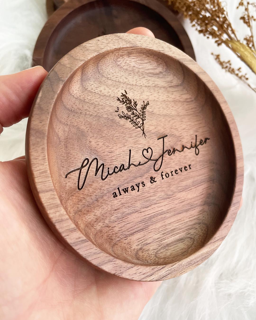 Custom Engraved Walnut Wood Coasters 4 Piece Set