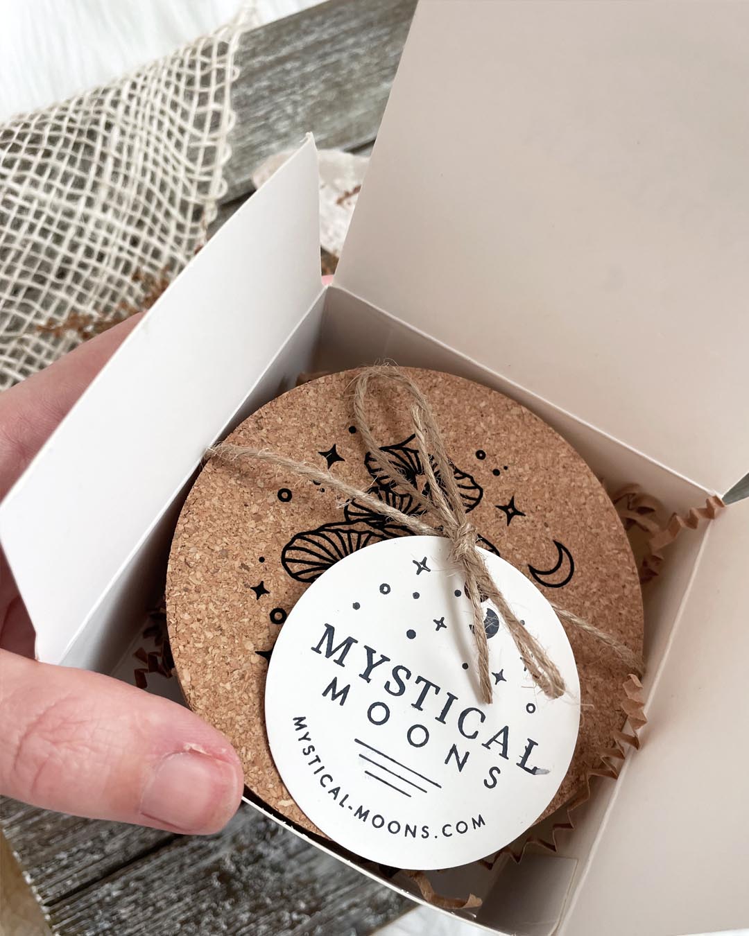 Wisdom Through Funghi Cork Coaster Set