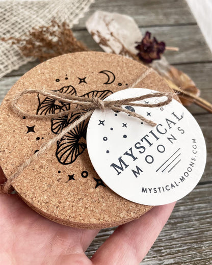 Wisdom Through Funghi Cork Coaster Set